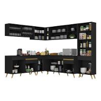 Cozinha Completa De Canto Veneza Gb Mp2065 Com Armário E Balcão Preta - 1
