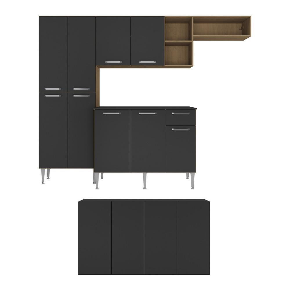 Cozinha Completa com Aparador Multimóveis Madeirada/preta - 1