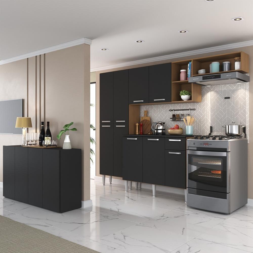 Cozinha Completa com Aparador Multimóveis Madeirada/preta - 4