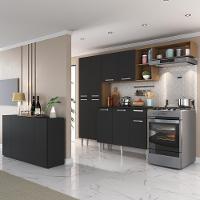 Cozinha Completa com Aparador Multimóveis Madeirada/preta