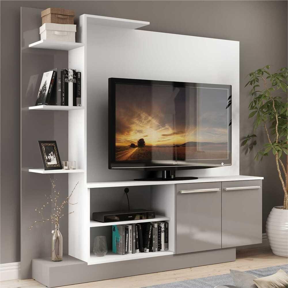 Estante Tv 55" E 2 Portas Denver Multimóveis V2473 Branca/Lacca Fumê Branco/Lacca Fumê - 8