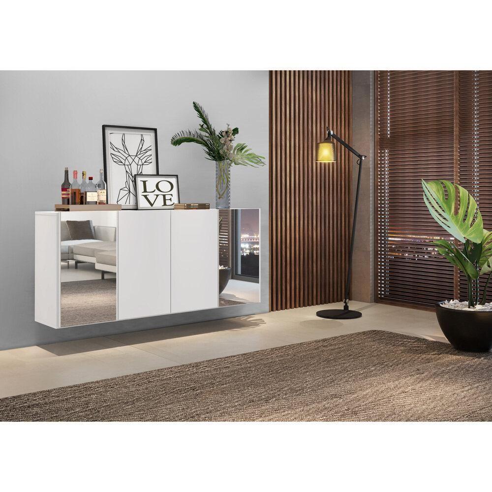 Aparador Buffet 4 Portas Com Espelho Suspenso Vegas Multimóveis V3595 Branco Branco - 2