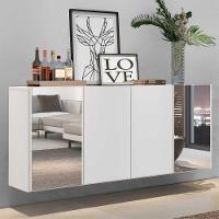 Aparador Buffet 4 Portas Com Espelho Suspenso Vegas Multimóveis V3595 Branco Branco - 7