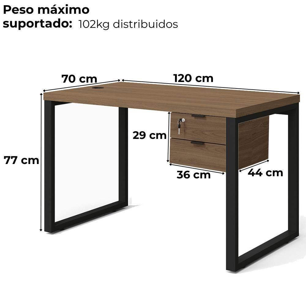 Mesa Escritorio 150 Com Gaveteiro Industrial Frame Kappesberg Munique - 4