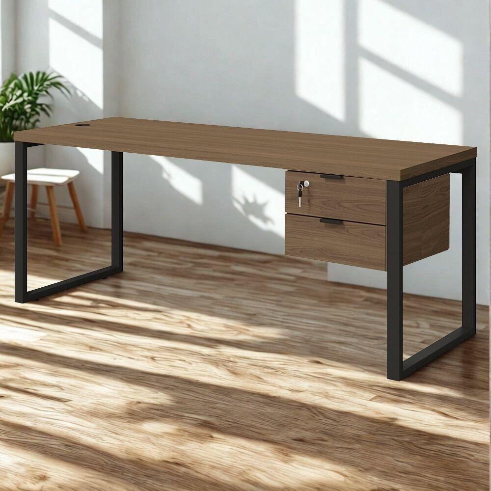 Mesa Escritorio Com Gaveteiro 190 Cm Industrial Frame Kappesberg Munique - 2
