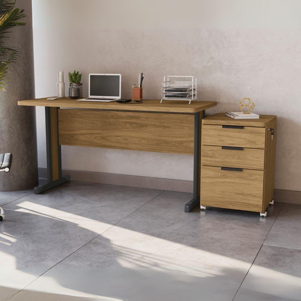 Mesa Escritorio 120 Cm E Gaveteiro 3 Gavetas Versatil Kappesberg Itapua - 7