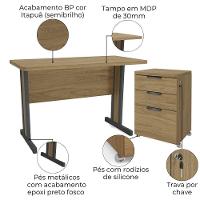 Mesa Escritorio 120 Cm E Gaveteiro 3 Gavetas Versatil Kappesberg Itapua - 3