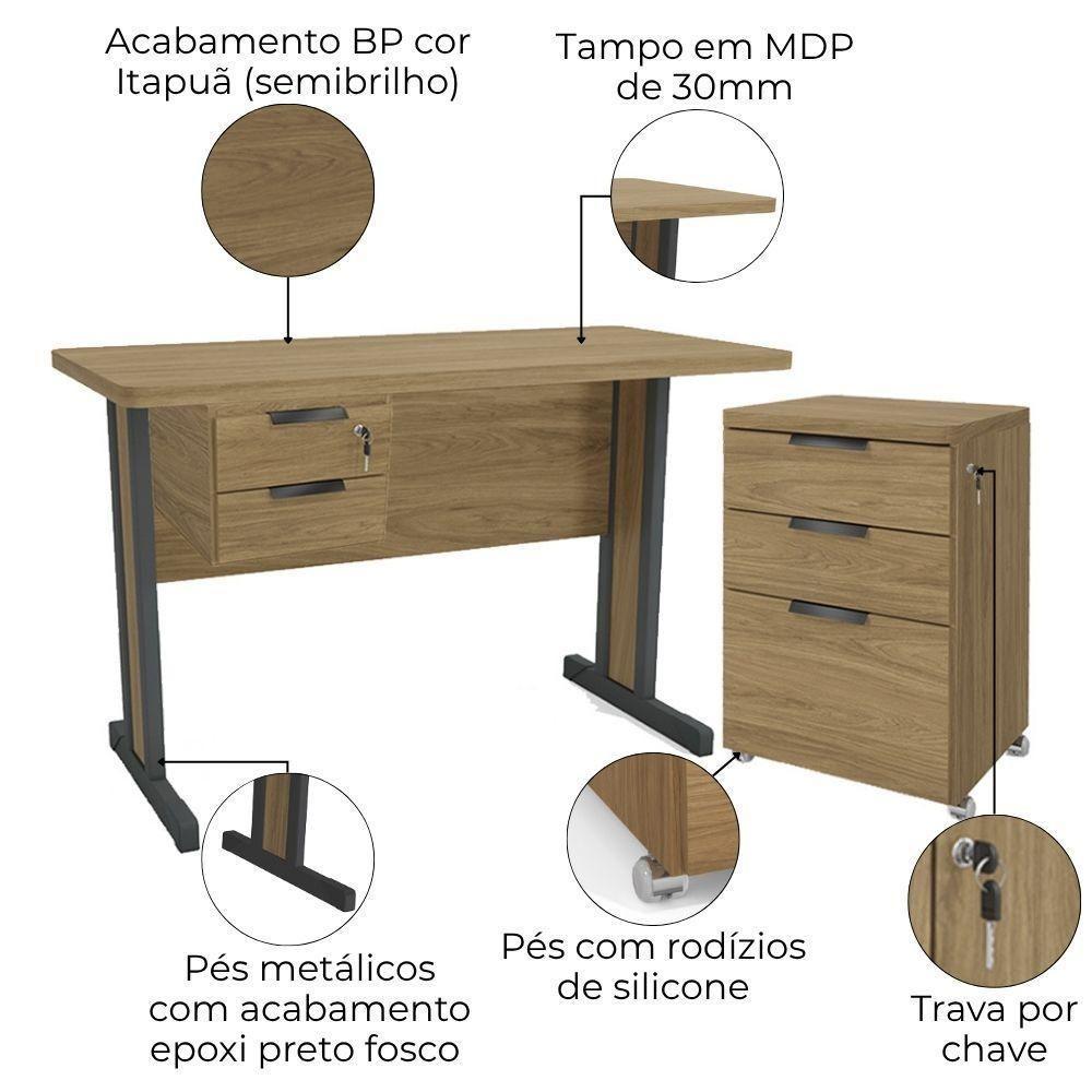 Conjunto Escritorio 3 Pecas Mdp Versatil Kappesberg Itapua - 4