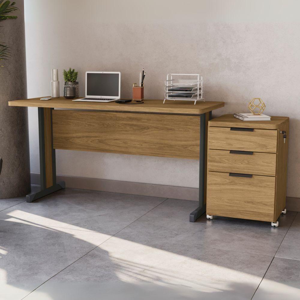 Mesa Escritorio 150 Cm E Gaveteiro 3 Gavetas Versatil Kappesberg Itapua - 2