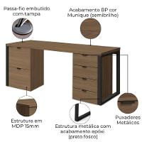 Conjunto Escritorio Industrial Mesa E Gaveteiros Frame Kappesberg Munique - 3
