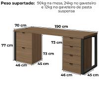 Conjunto Escritorio Industrial Mesa E Gaveteiros Frame Kappesberg Munique