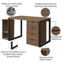 Conjunto Escritorio Industrial 3 Peças Frame Kappesberg Munique - 3