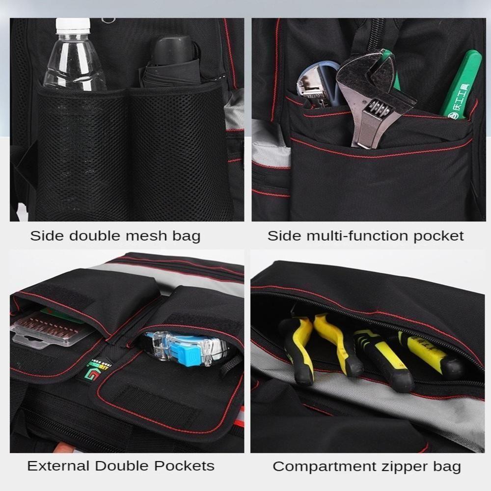 Mochila Ferramentas Base Emborrachada Reforcada Bolsa Impermeavel Refletiva Motoboy Grande Premium - 7