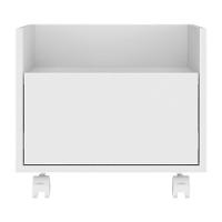 Kit Com 2 Mesas De Cabeceira 40Cm Com Rodízios Multimóveis V4045 Branca Branco