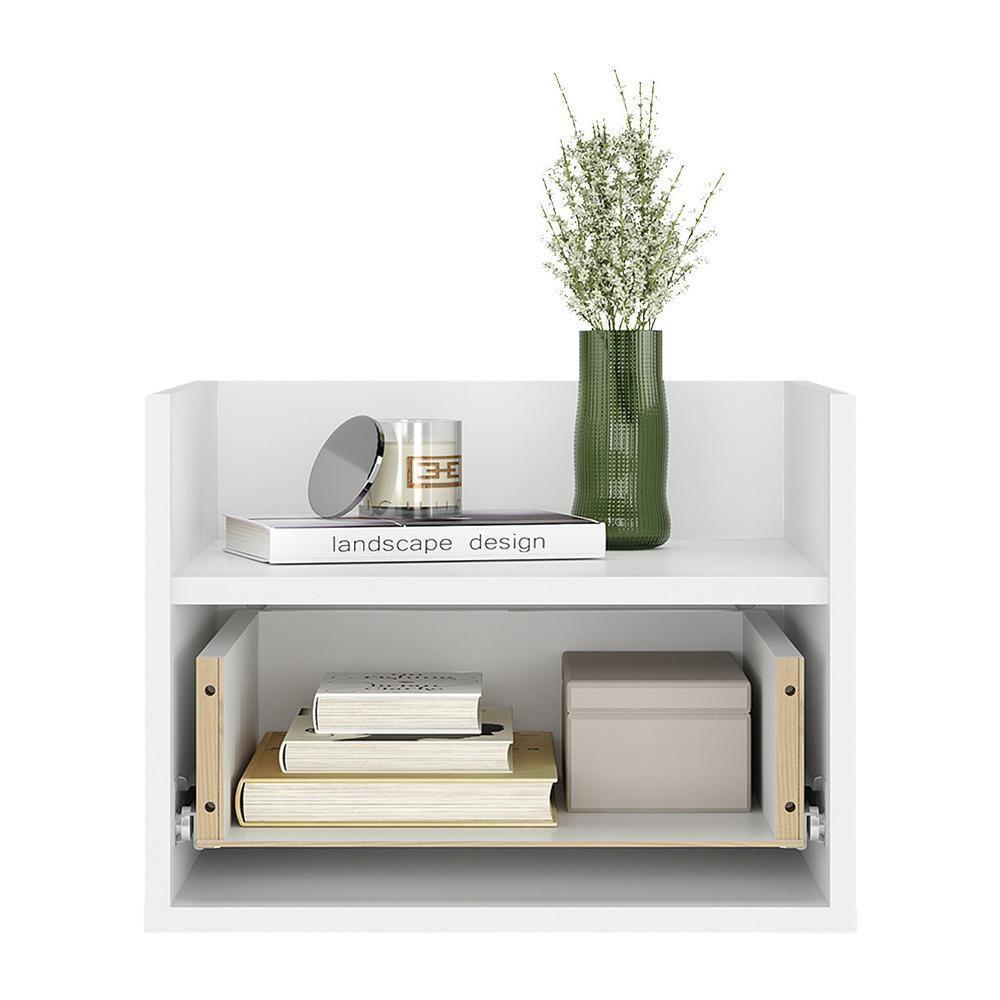 Kit Com 2 Mesas De Cabeceira 40Cm Suspensa Multimóveis V4043 Branca Branco - 3