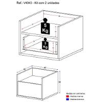 Kit Com 2 Mesas De Cabeceira 40Cm Suspensa Multimóveis V4043 Branca Branco