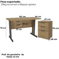 Conjunto Escritorio 3 Pecas Mdp 500301 Versatil Kappesberg Itapua - 5