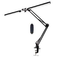 Luminária Mesa Dupla Led 3 Cores Articulada Com Base E Garra Giratoria 360° Preto - 1