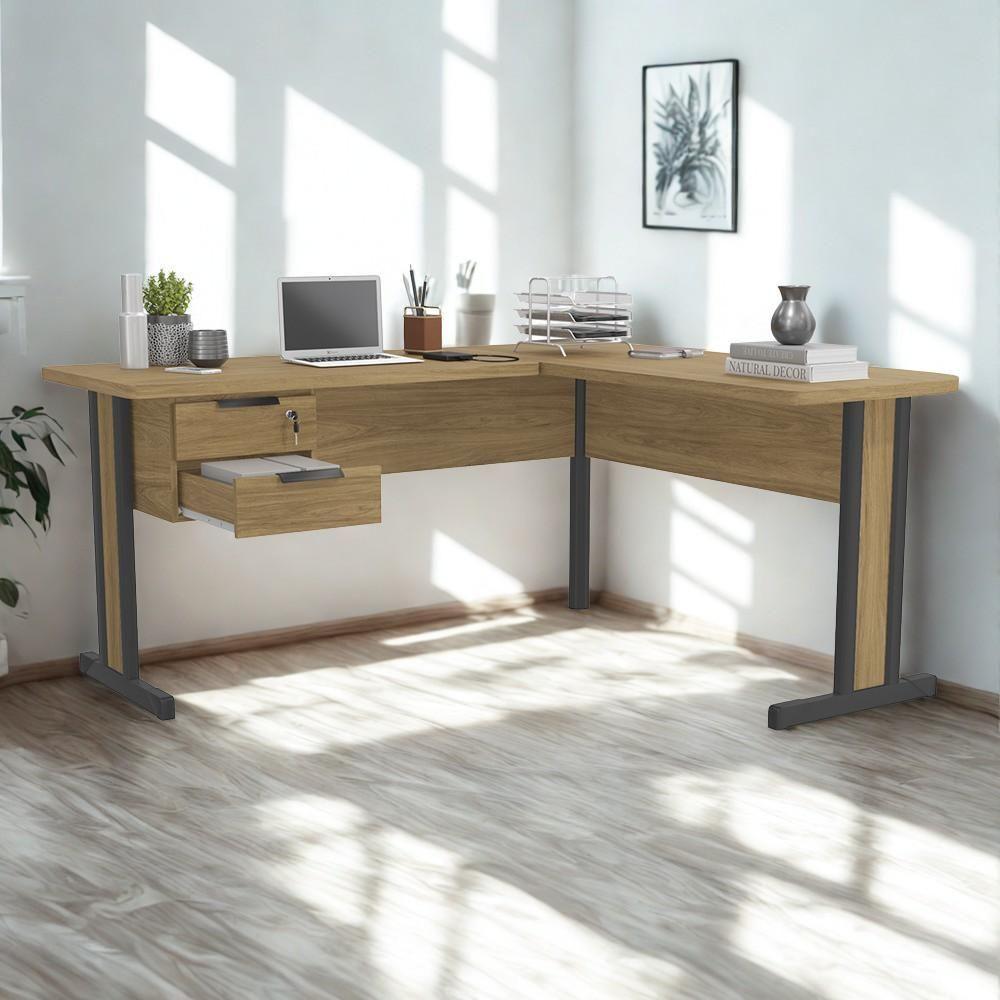 Mesa De Canto Com Gaveteiro 170x150 Cm Versatil 1170a Kappesberg Itapua - 4