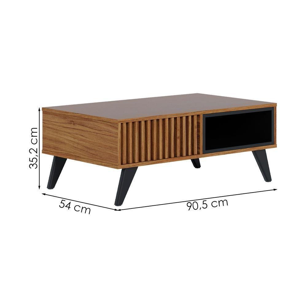 Mesa De Centro Para Sala 91 Cm Jeri Preto Colibri Noce Milano Preto - 3
