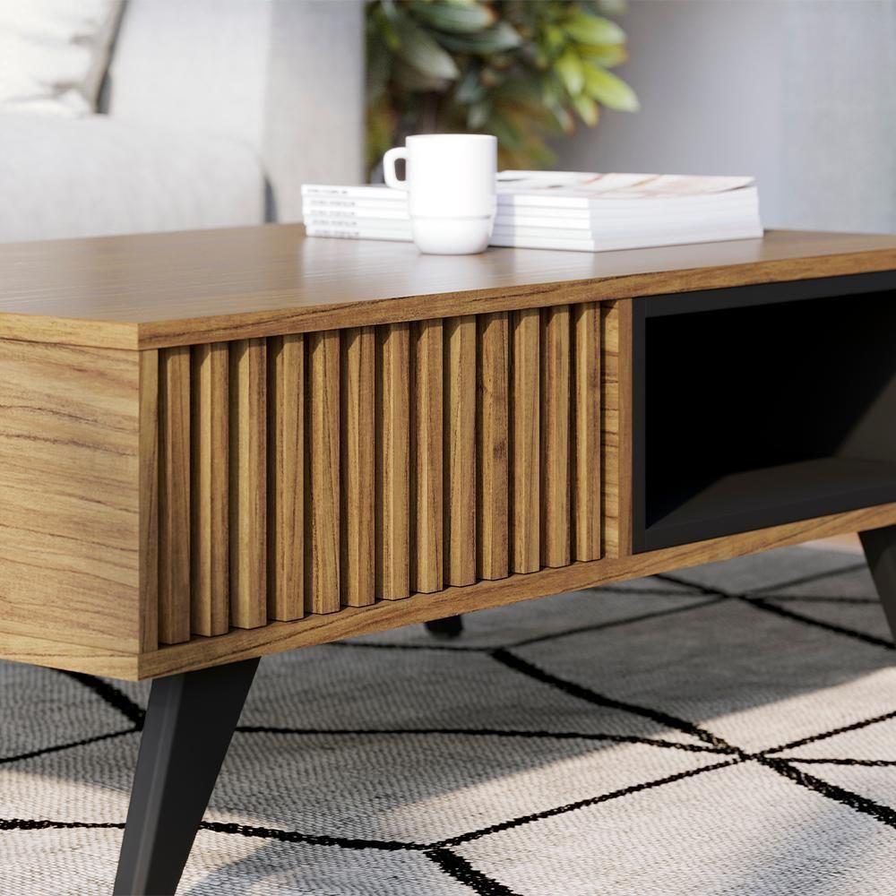 Mesa De Centro Para Sala 91 Cm Jeri Preto Colibri Noce Milano Preto - 6