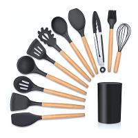 Kit De Utensílios Para Cozinha Em Silicone E Bambu 12 Peças Loja Utilimix Escolha A Preto - 1