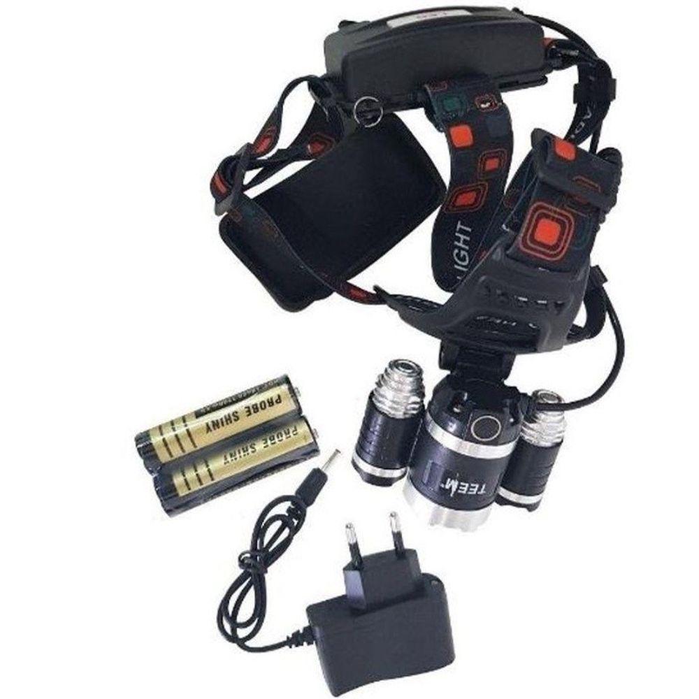 Lanterna De Cabeça Recarregável Profissional Com 3 Leds - 5