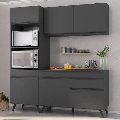 Armário de Cozinha Compacta Mp3694 6 Portas 1 Gaveta MDF 182cm Preto