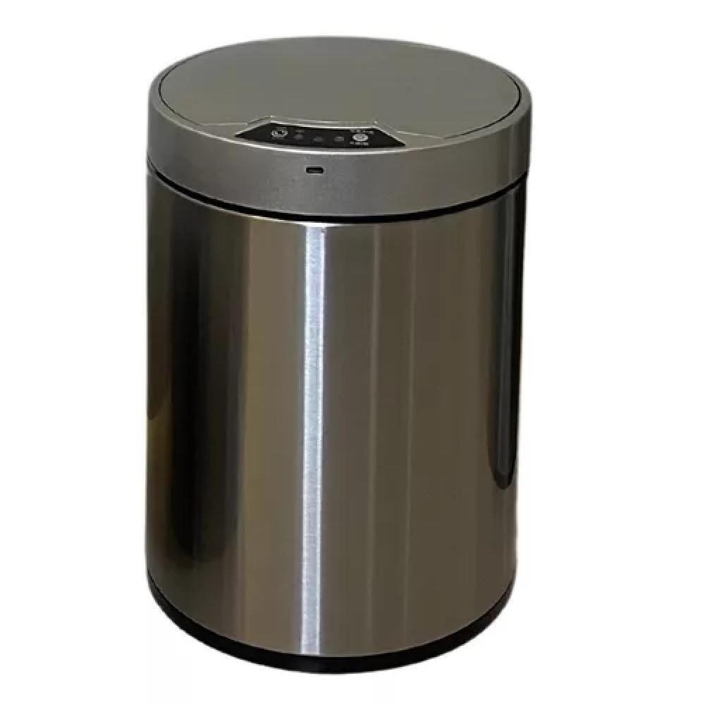 Lixeira Automatica Com Sensor 12 Litros Inox Polido Grande Cabo Usb Com Cesto Removivel Luxo Recarregavel - 1