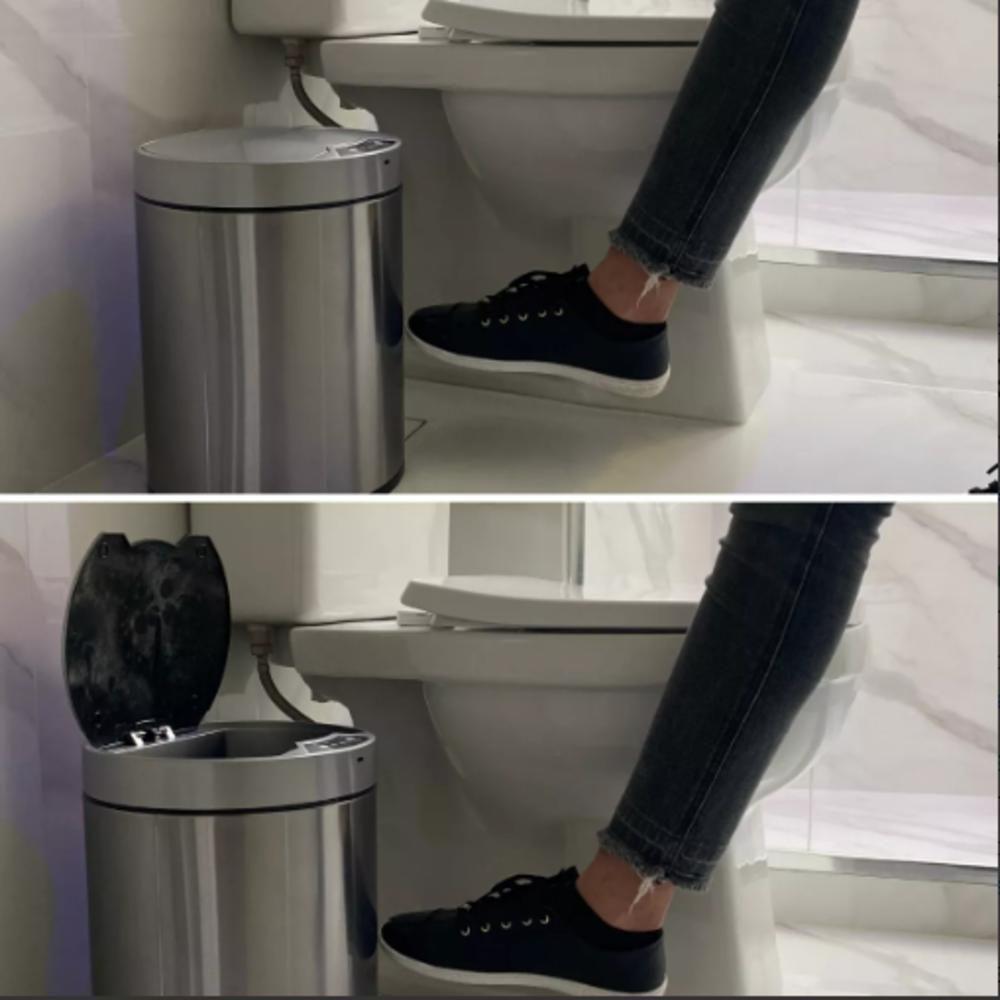 Lixeira Automatica Com Sensor 12 Litros Inox Polido Grande Cabo Usb Com Cesto Removivel Luxo Recarregavel - 7