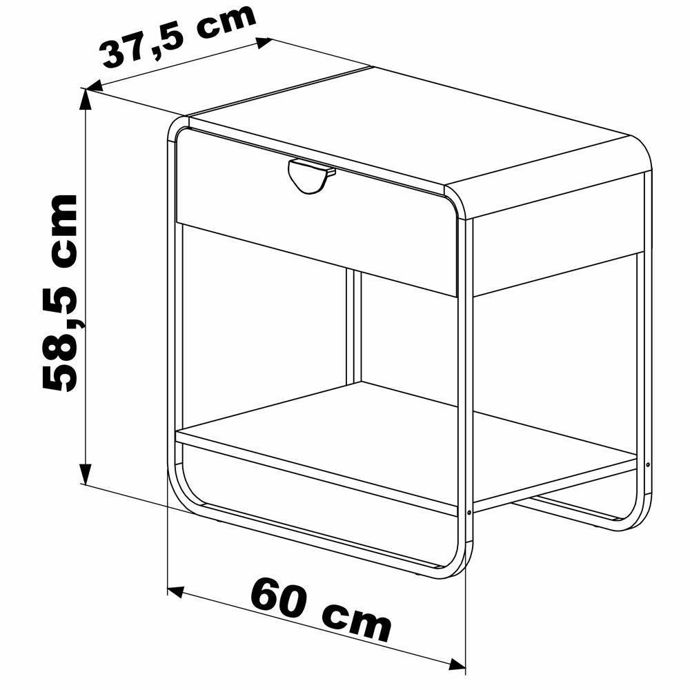 Kit 02 Mesas De Cabeceira 1 Gaveta Organica 60 Cm 28061 Artesano Hanover Dourado - 3