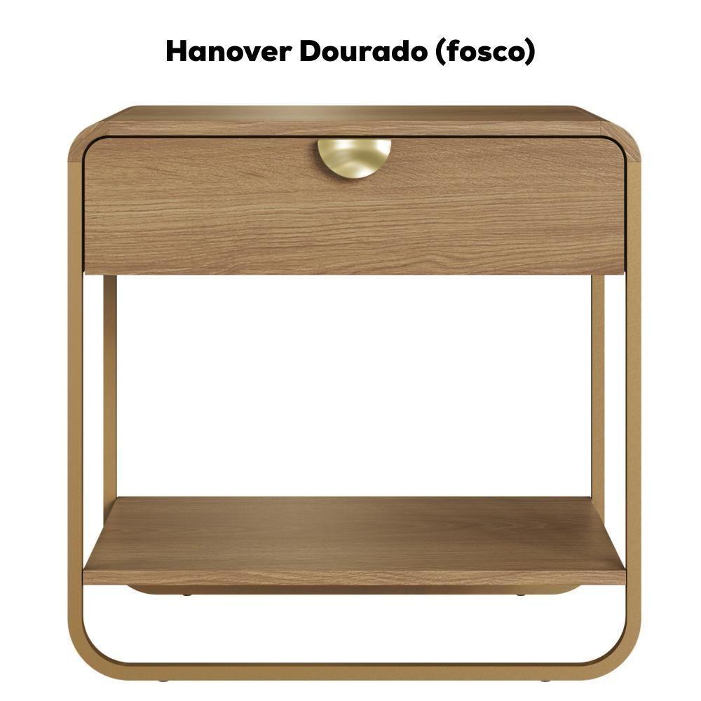 Kit 02 Mesas De Cabeceira 1 Gaveta Organica 60 Cm 28061 Artesano Hanover Dourado - 4