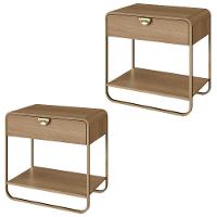Kit 02 Mesas De Cabeceira 1 Gaveta Organica 60 Cm 28061 Artesano Hanover Dourado - 1