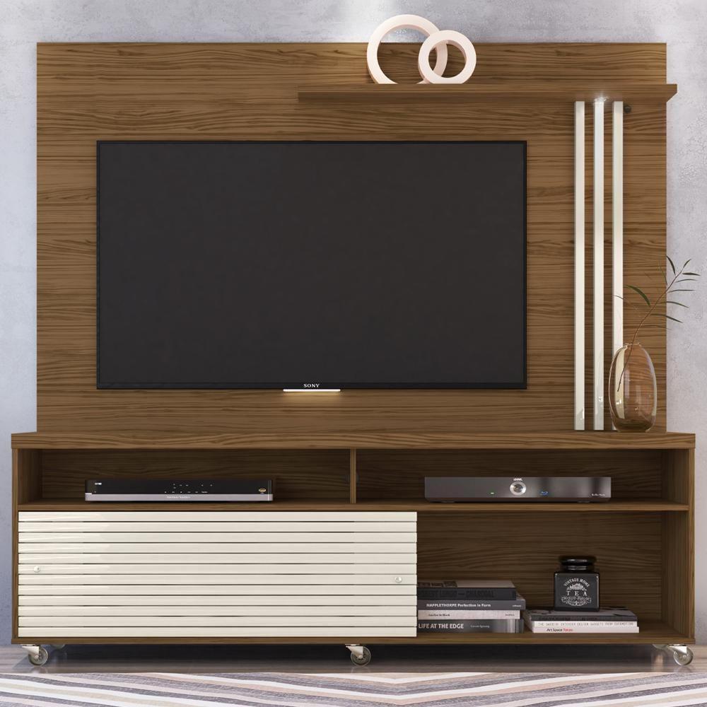 Estante Home Tv 65 Polegadas 2 Portas 182cm Frizz Madetec Naturale Off White - 2