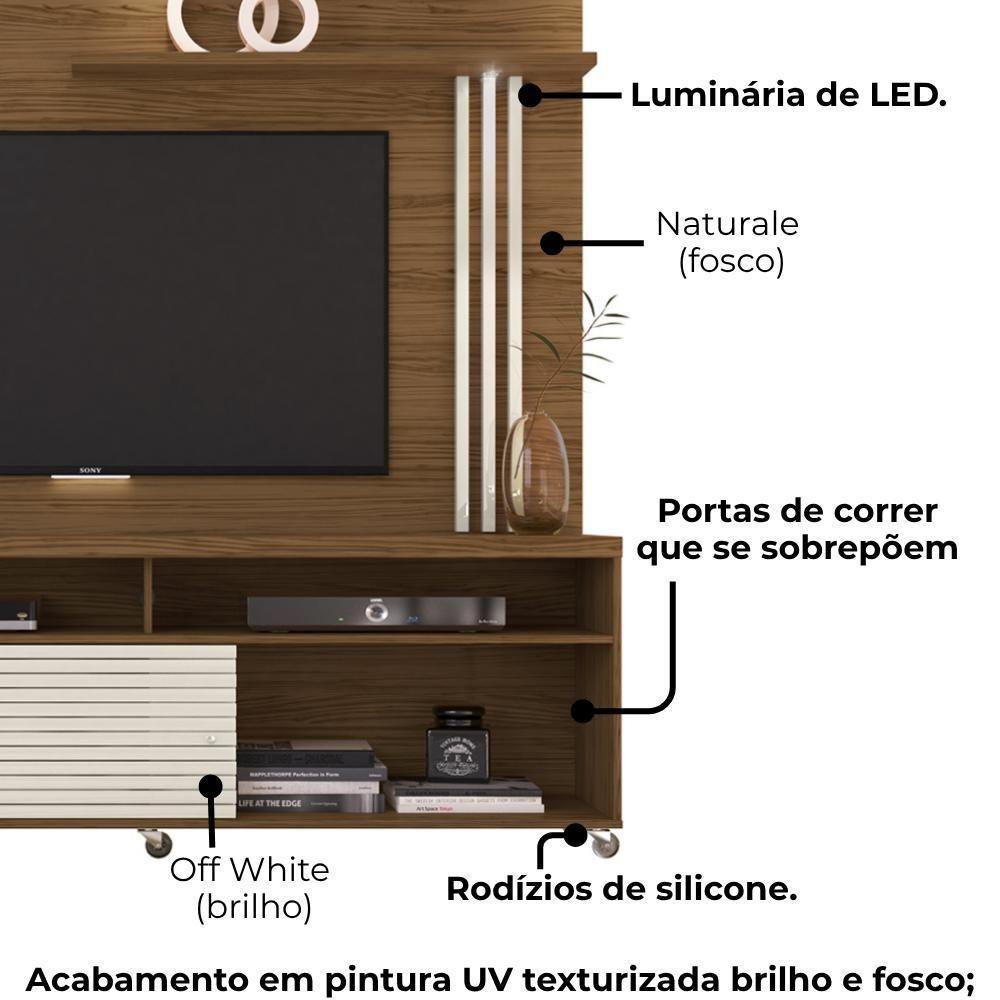 Estante Home Tv 65 Polegadas 2 Portas 182cm Frizz Madetec Naturale Off White - 5