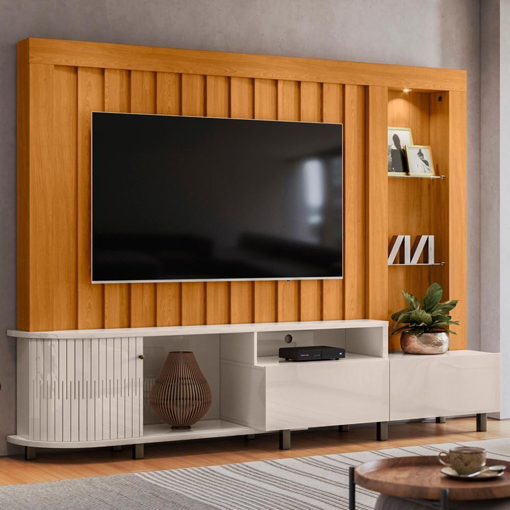 Estante Home Tv 70 Polegadas 243 Cm Le Mans Madetec Cinamomo Off White - 2