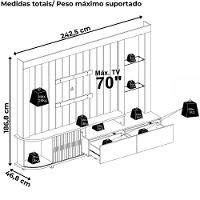 Estante Home Tv 70 Polegadas 243 Cm Le Mans Madetec Cinamomo Off White - 3