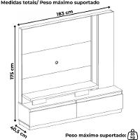 Estante Home Tv 75 Polegadas 183 Cm Apolo Madetec Cinamomo Off White - 3