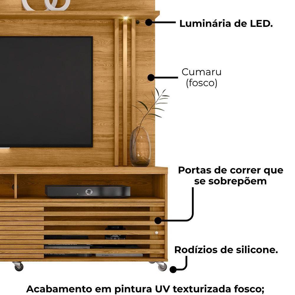 Estante Home Tv 65 Polegadas 2 Portas 182cm Frizz Madetec Cumaru - 5