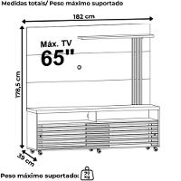 Estante Home Tv 65 Polegadas 2 Portas 182cm Frizz Madetec Cumaru - 3