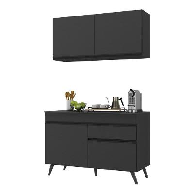 Armário de Cozinha Compacta V3687 4 Portas 1 Gaveta MDP 120cm Preto