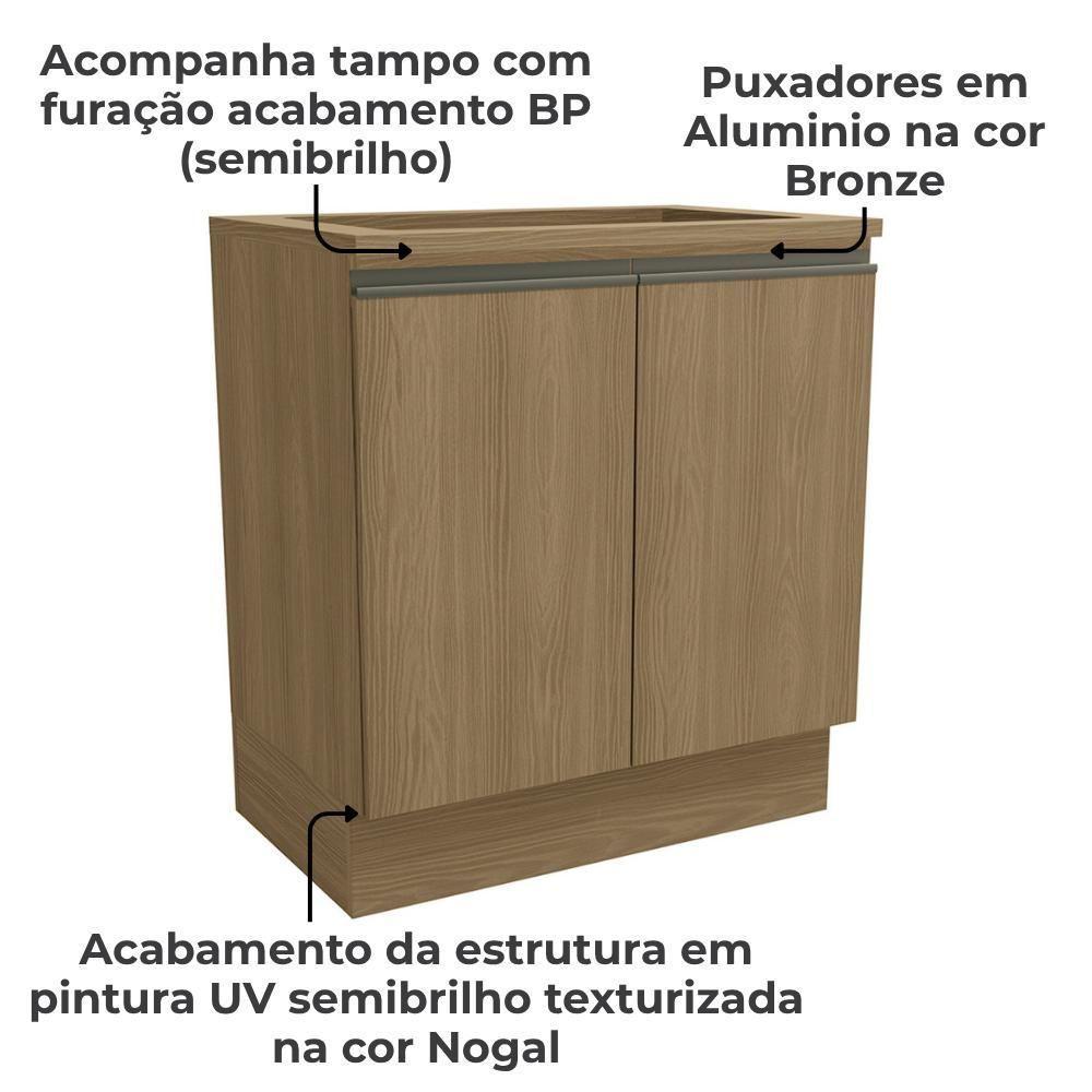 Balcao Tampo Cooktop 2 Portas 80 Cm Maxxi G744 Kappesberg Nogal - 3