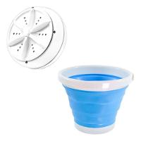 Mini Máquina Lavar Multifuncional Portátil Com Balde Dobrável Azul - 1