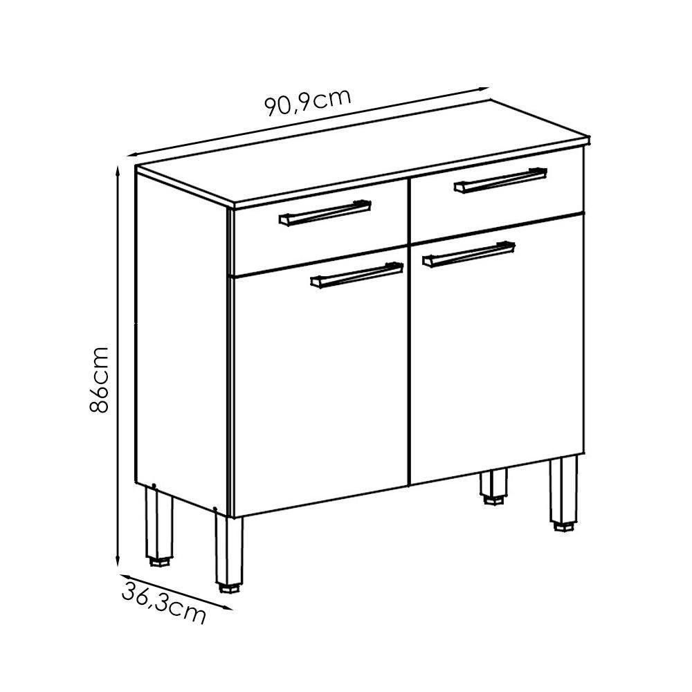 Balcao Com Tampo 2 Portas 2 Gavetas 91 Cm Nala Ktp Freijo Supremo Cp Ripado - 3