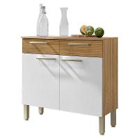 Balcao Com Tampo 2 Portas 2 Gavetas 91 Cm Nala Ktp Freijo Supremo Cp Ripado - 1