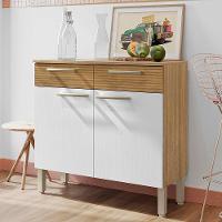 Balcao Com Tampo 2 Portas 2 Gavetas 91 Cm Nala Ktp Freijo Supremo Cp Ripado - 2