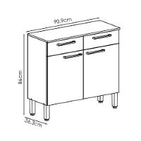 Balcao Com Tampo 2 Portas 2 Gavetas 91 Cm Nala Ktp Freijo Supremo Cp Ripado - 3