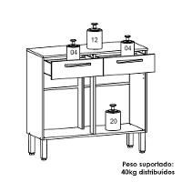 Balcao Com Tampo 2 Portas 2 Gavetas 91 Cm Nala Ktp Freijo Supremo Cp Ripado