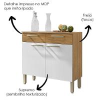 Balcao Com Tampo 2 Portas 2 Gavetas 91 Cm Nala Ktp Freijo Supremo Cp Ripado - 5