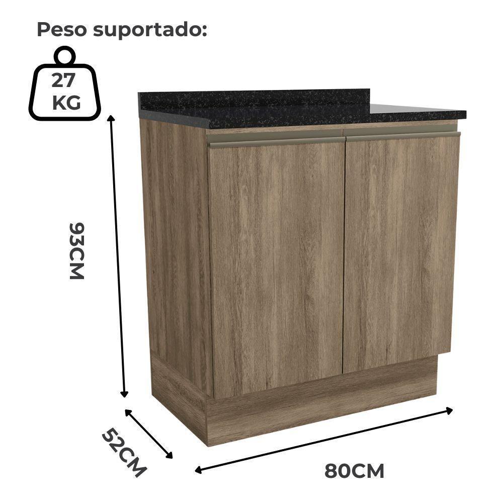 Balcao Tampo 2 Portas 80 Cm Maxxi G744 Kappesberg Nogal Preto - 3